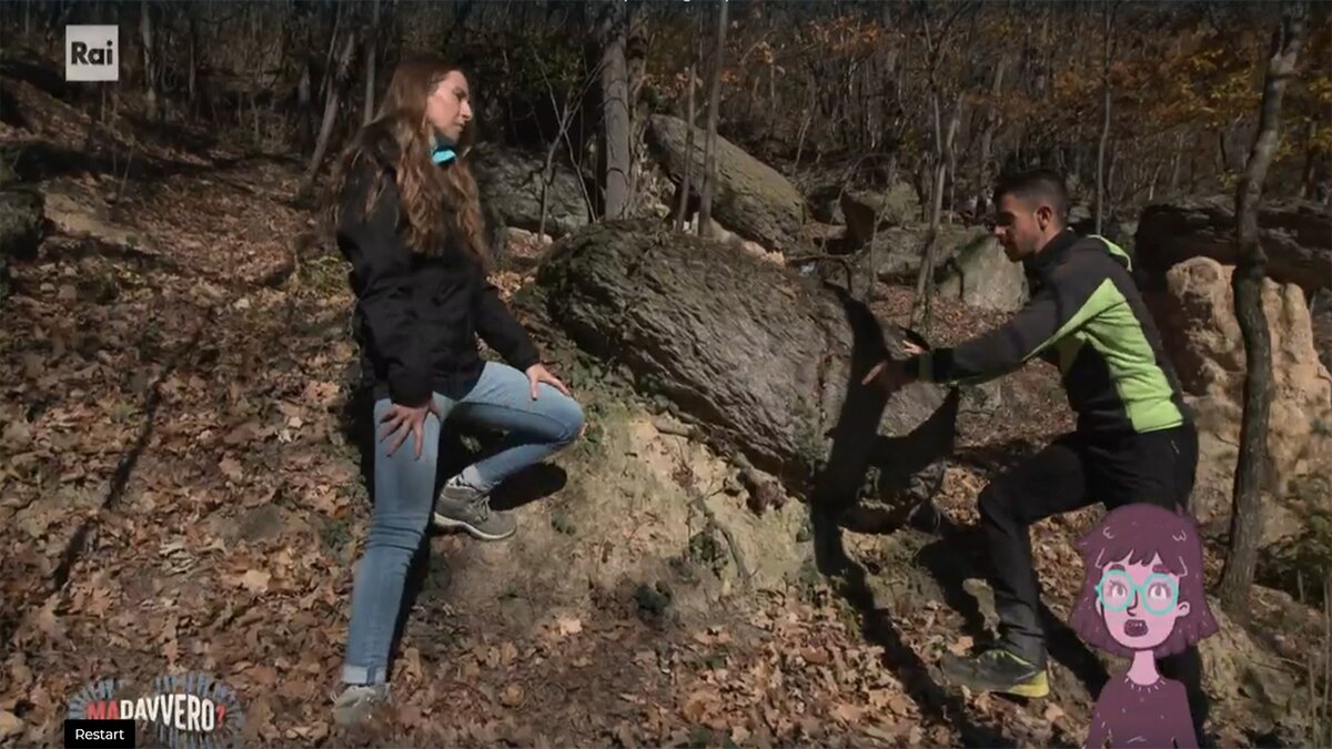 Nella fotografia: un fermo immagine della puntata in cui sono ritratti Stefano Melchio e Caterina Zei davanti ad un Ciciu.