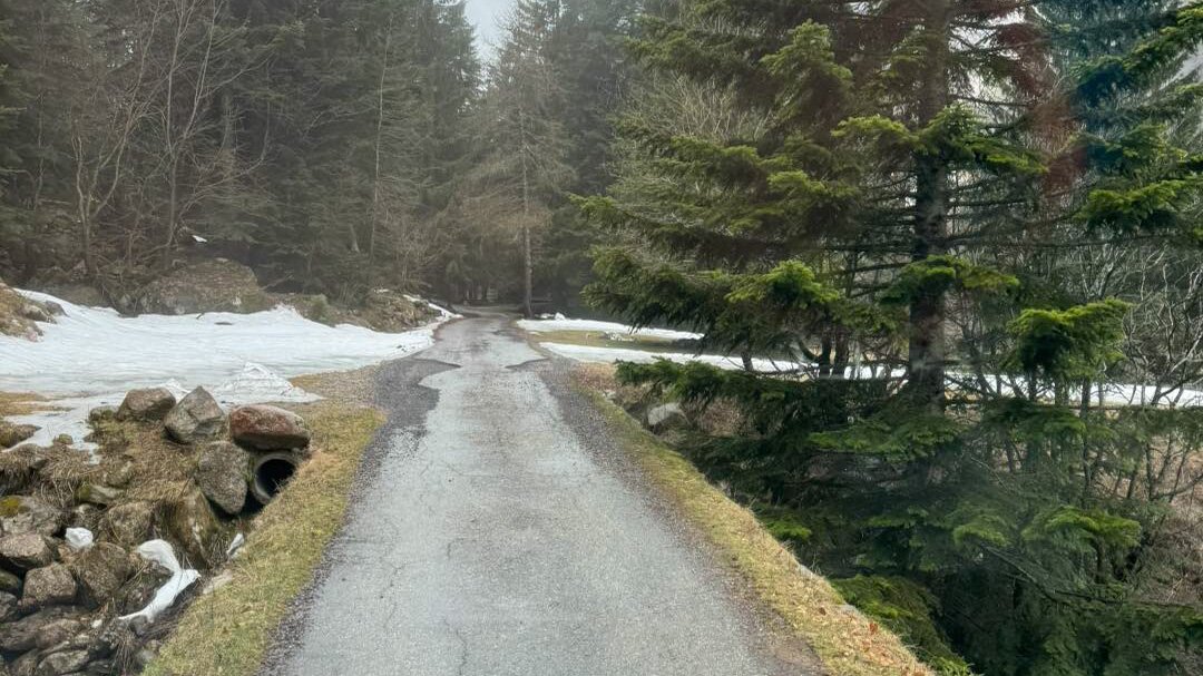 Nella fotografia La strada comunale della Valletta, nei pressi del Vallone dell'Argentera, sgomberata dalla neve. Fine descrizione immagine.