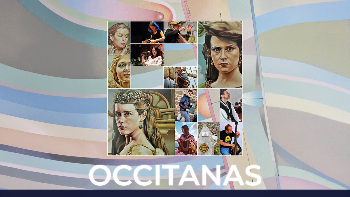 Le componenti e l'unico componente delle Occitanas, raccontate in un collage fotografico. Fine descrizione della fotografia.